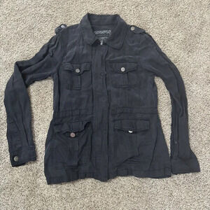 Anthropologie Sanctuary Womens S Military Drawstring‎ Waist Snap Closure Jacket